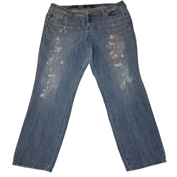 Torrid Premium Women’s Distressed Boyfriend Jeans Blue Plus Size 20 Stretch - Picture 1 of 7